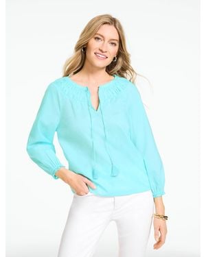 Talbots Smocked Top - Blue