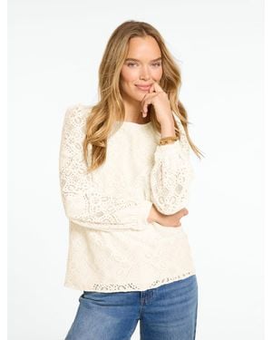 Talbots Medallion Lace Crewneck Top - White
