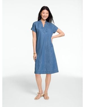 Talbots Extended Shoulder Denim Shift Dress - Blue