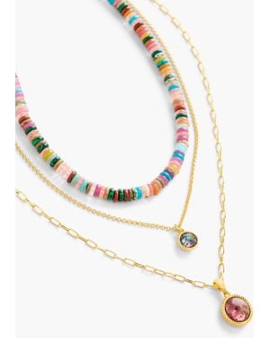 Talbots Multi Colour Bead Layered Necklace - Metallic