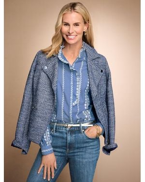 Talbots Misty Tweed Moto Jacket - Blue