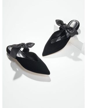Talbots Portia Bow Velvet Mules - Black