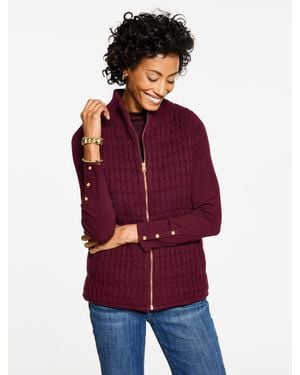 Talbots Cable Knit Quilted Vest - Red