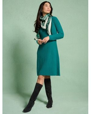 Talbots Fit & Flare Jumper Dress - Blue