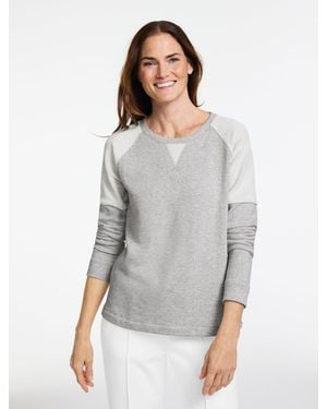 Talbots Cosy French Terry Crewneck Jumper Pullover - Grey