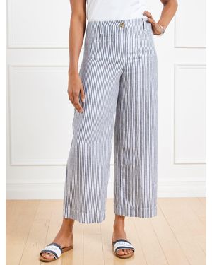 Talbots Wide Crop Patch Pocket Washed Linen Pants - Gray