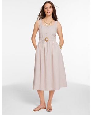 Talbots Sleeveless Linen Blend Fit & Flare Dress - Pink