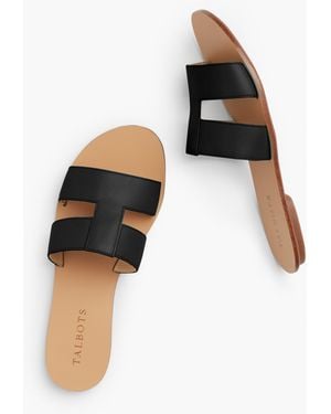 Talbots Hannah Vachetta Leather Slides - Black