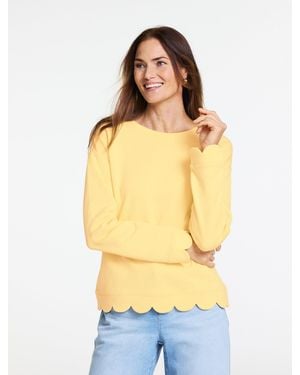 Talbots Scalloped French Terry Sweatshirt - Yellow