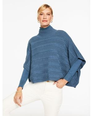 Talbots Plus Exclusive Cable Knit Poncho - Blue