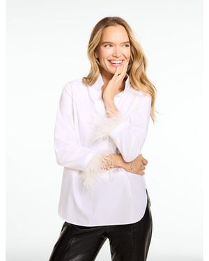 Talbots Feather Trim Poplin Top - White