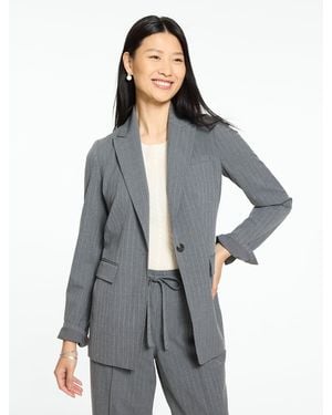 Talbots Pickstitch Pinstripe Blazer - Grey