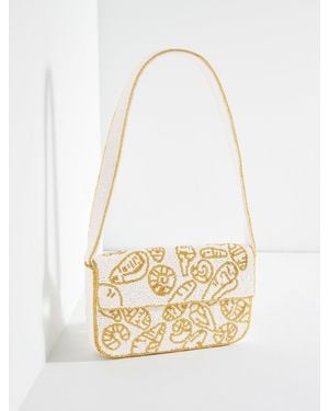 Talbots Seashell Beaded Shoulder Bag - White