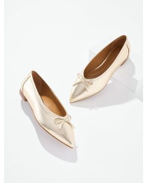 Talbots Payton Metallic Nappa Pointed Toe Ballet Flats - White