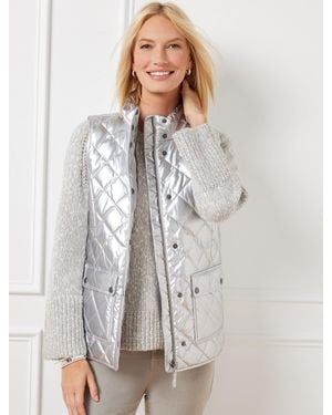 Talbots Quilted Down Puffer Vest - White