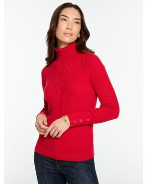Talbots Ribbed Turtleneck Pullover Sweater - Red