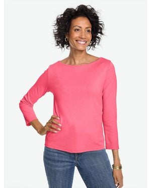Talbots Solid Bateau Neck T-shirt Pima Cotton - Pink