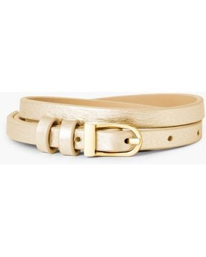 Talbots Slim Metallic Leather Belt - Natural