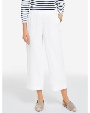Talbots Washed Linen Wide Crop Pull-on Trousers - White