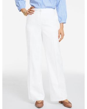 Talbots Wide Leg Linen Trousers - White