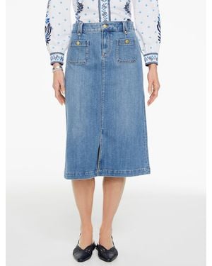 Talbots Denim A-line Midi Skirt - Blue