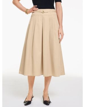 Talbots Fit & Flare Twill Skirt - Natural