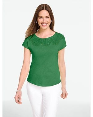 Talbots Eyelet Seashell T-shirt - Green