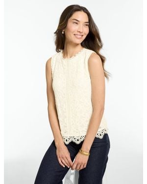 Talbots Sleeveless Stretch Lace Knit Top - White
