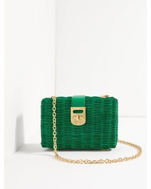 Talbots Wicker Box Clutch - Green