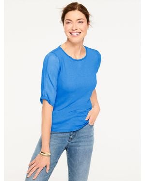 Talbots Elbow Sleeve Knot Top - Blue