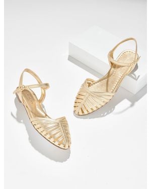 Talbots Ansly Metallic Nappa Fisherman Flats - Natural