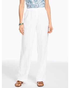 Talbots Washed Linen Wide Leg Pull-on Trousers - White