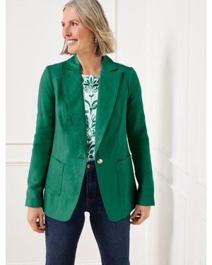 Talbots Tailored Seaming Linen Blazer - Green