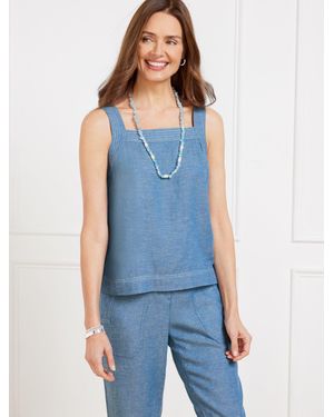 Talbots Tie Back Chambray Shell Sweater - Blue