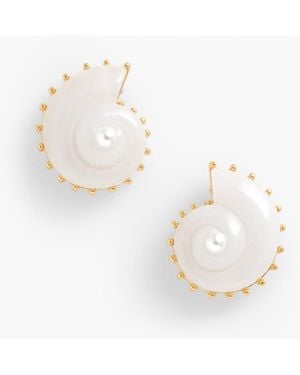 Talbots Nautical Shell Stud Earrings - White