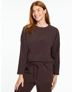 Talbots Ottoman Rib Crewneck Jumper Pullover - Brown