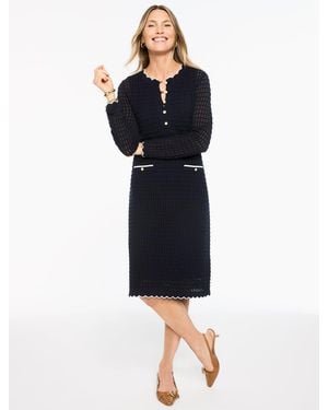 Talbots Scalloped Pointelle Shift Dress - Blue