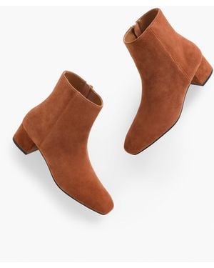 Talbots Perla Suede Block Heel Ankle Boots - Brown