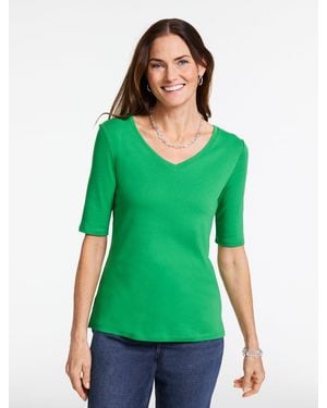 Talbots Pima V-neck T-shirt - Green