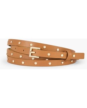 Talbots Studded Double Wrap Leather Belt - White