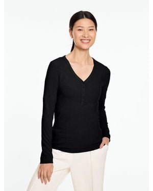 Talbots Ribbed Henley T-shirt - Black