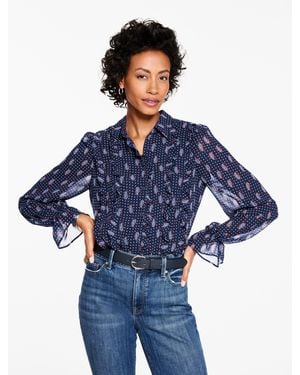 Talbots Ruffle Neck Top - Blue