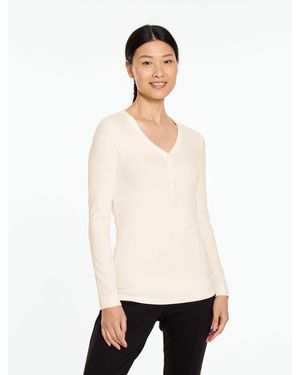 Talbots Ribbed Henley T-shirt - White