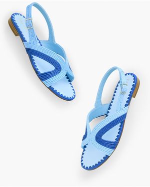 Talbots Keri Curved Raffia Slides - Blue