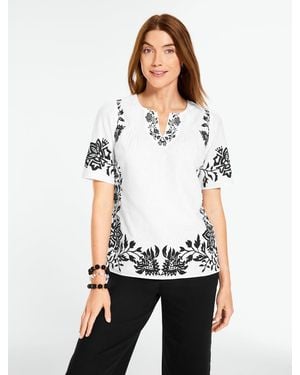 Talbots Linen Pintuck Top - White