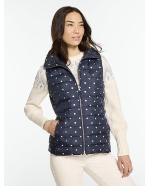 Talbots Polka Dot Foil Puffer Vest - Blue