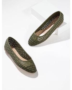 Talbots Ansly Perforated Nappa Ballet Flats - Green