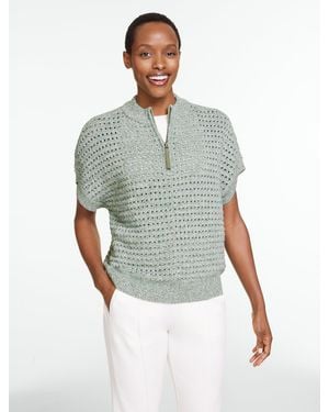 Talbots Coolmax® Open Stitch Half-zip Jumper - Green