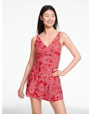 Aqua Club Faux Wrap V-neck Tankini - Red