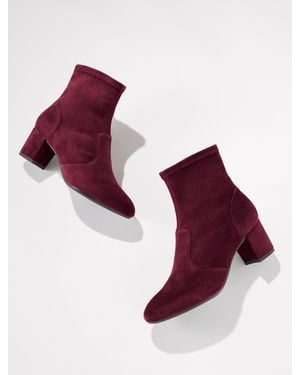 Talbots Pardo Suede Block Heel Booties - Red